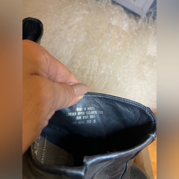 Armani Exchange Black Leather Wedge Ankle Boot - Picture 7 of 8